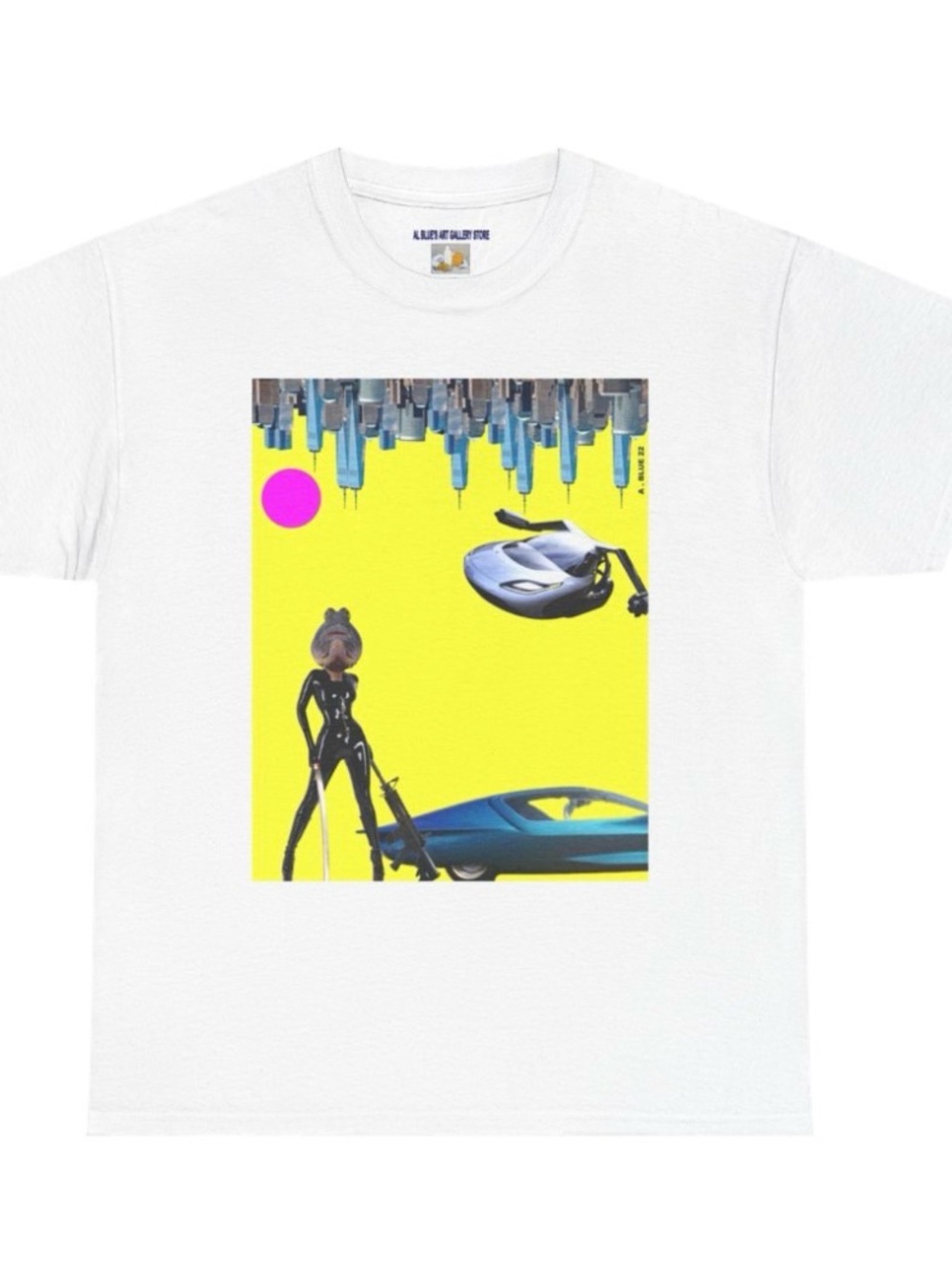 Al Blue designed,Kids White Graphic Tee with Yellow Pop Art Print